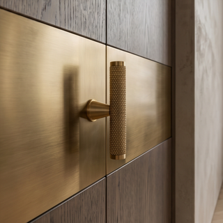 Aure Mercer T-Bar Knob - Knurled - Satin brass
