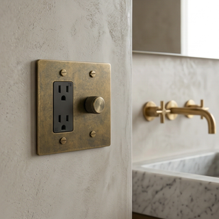 Aged Brass Dimmer + Outlet 2G
