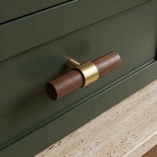 Hartwell Wood & Brass T-Bar Cabinet Knob
