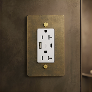 Aged Brass with Patina Duplex Outlet with USB-C & USB-A - 1G