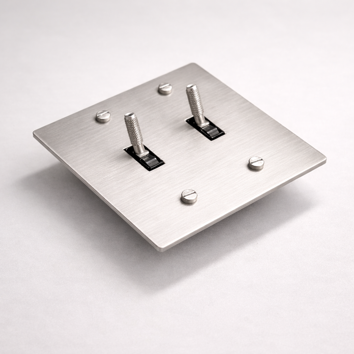 Stainless steel 2-gang toggle switch plate