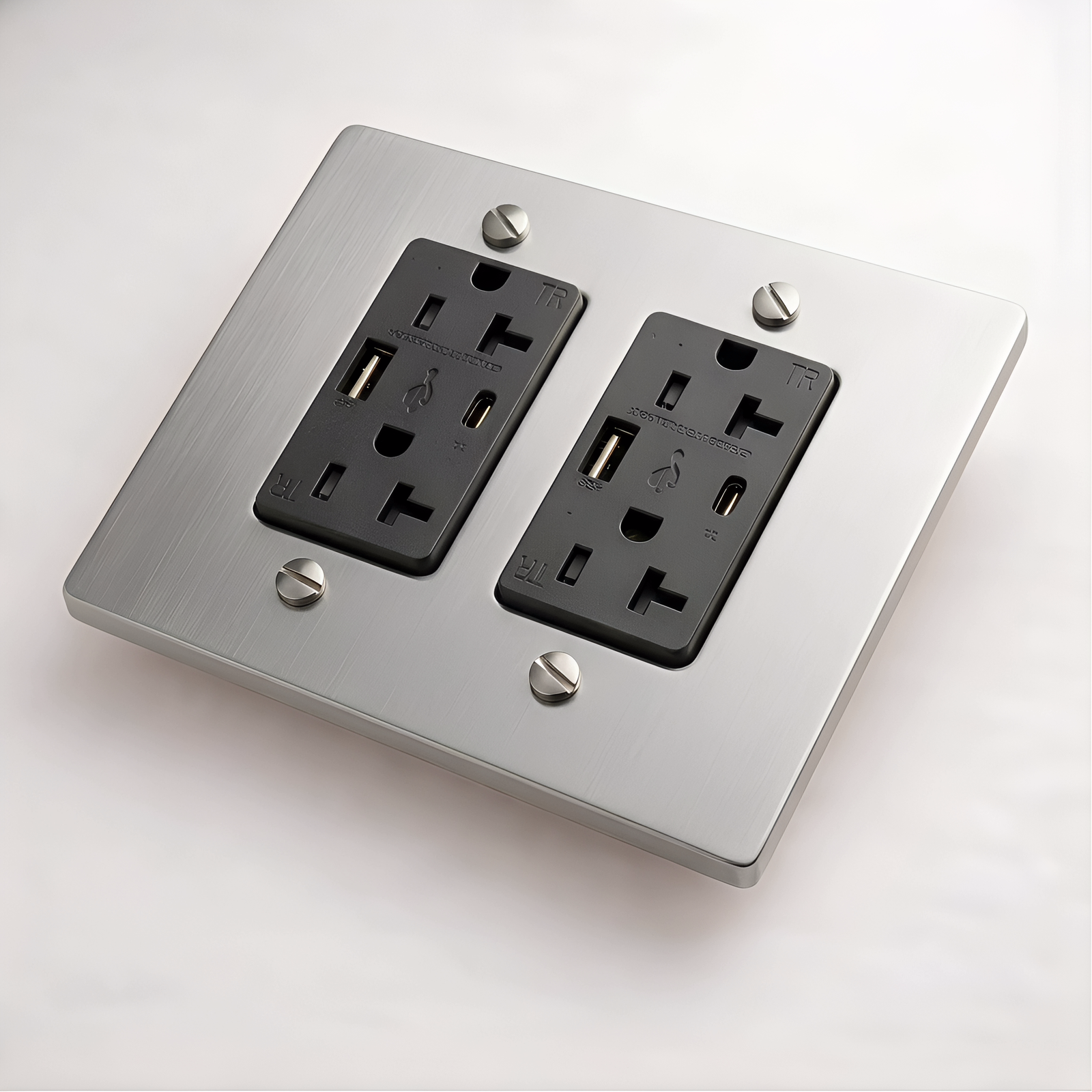 Stainless Steel Duplex Outlet with USB-C & USB-A - 2G
