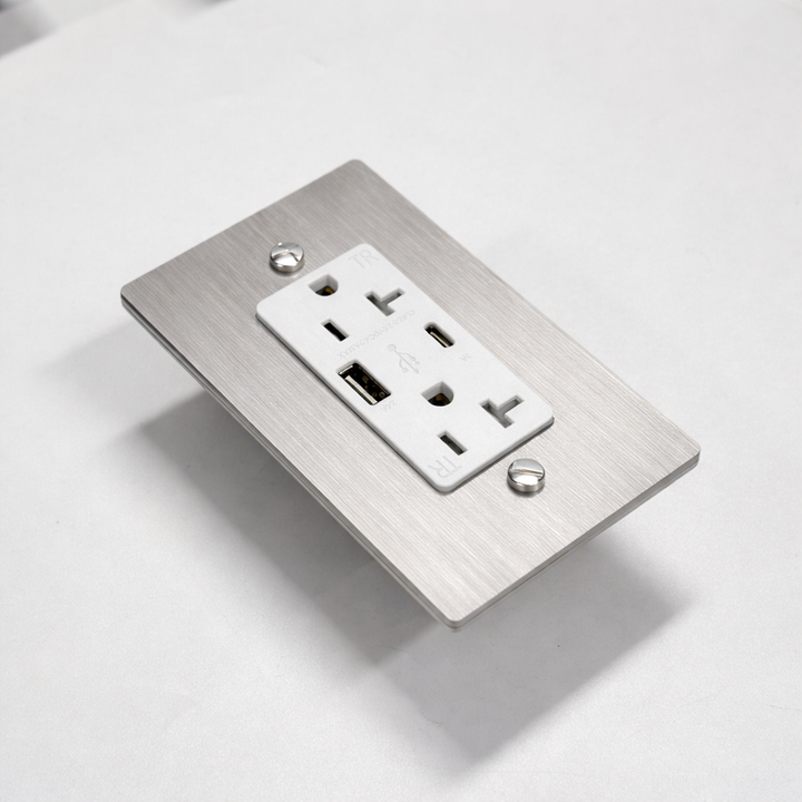 Stainless Steel Duplex Outlet with USB-C & USB-A - 1G