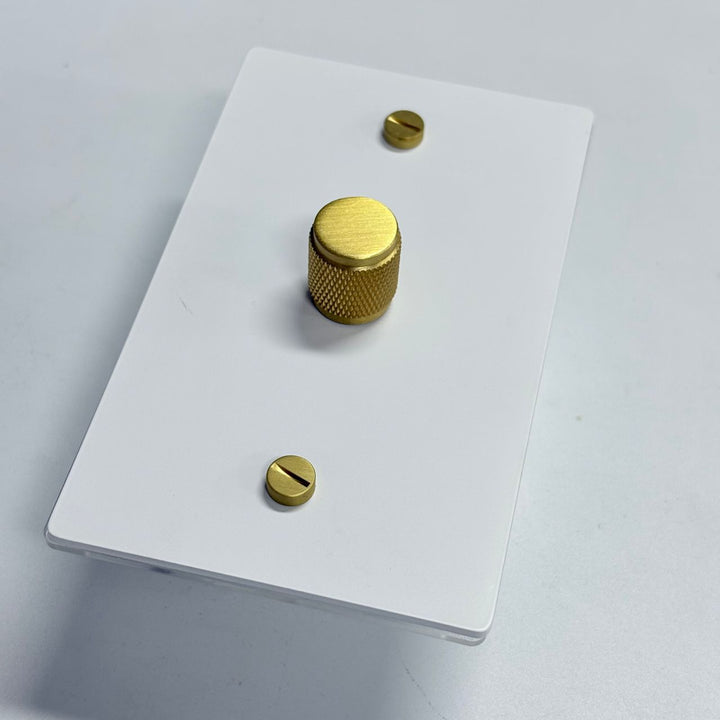 Ivory White & Brass Dimmer - 1G