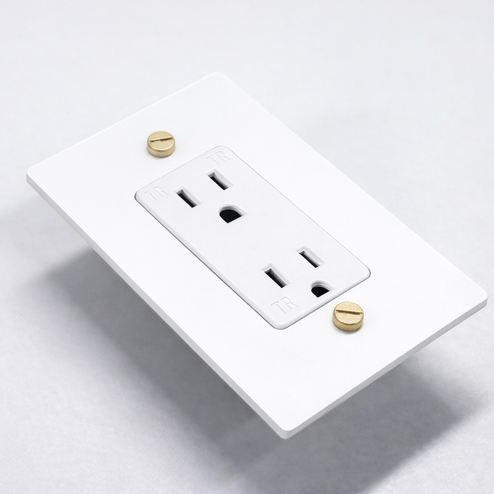 Ivory White & Brass Duplex Outlet - 1G