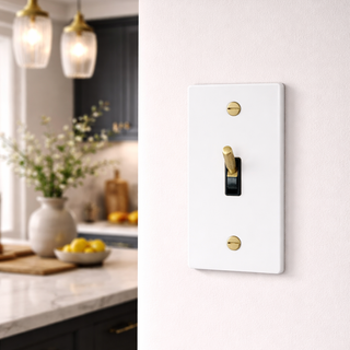 Ivory White & Brass Toggle Switch - 1G