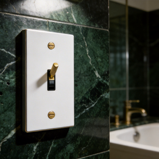 Ivory White & Brass Toggle Switch - 1G