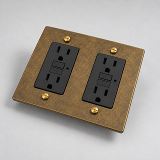 Duplex Outlet — Aged Brass · 2-Gang · GFCI – Black — configuration render