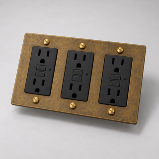 Duplex Outlet — Aged Brass · 3-Gang · GFCI – Black — configuration render