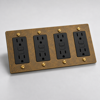 Duplex Outlet — Aged Brass · 4-Gang · GFCI – Black — configuration render
