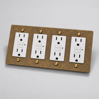 Duplex Outlet — Aged Brass · 4-Gang · GFCI – White — configuration render