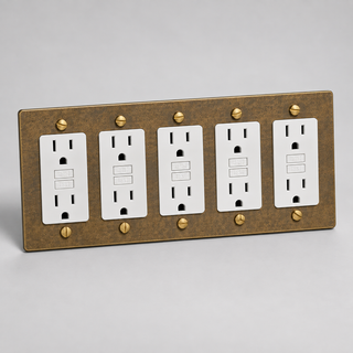 Duplex Outlet — Aged Brass · 5-Gang · GFCI – White — configuration render
