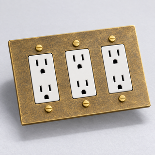 Aged Brass 3-Gang Duplex – White — configuration render