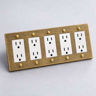 Aged Brass 5-Gang Duplex – White — configuration render