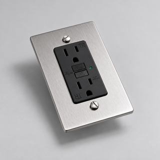 Aure Maison Brushed Nickel · 1-Gang · GFCI – Black — configuration render