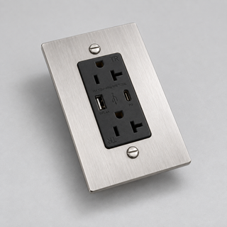 Aure Maison Brushed Nickel · 1-Gang · USB-C/A – Black — configuration render