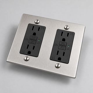 Aure Maison Brushed Nickel · 2-Gang · GFCI – Black — configuration render