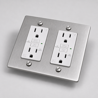 Duplex Outlet — Brushed Nickel · 2-Gang · GFCI – White — configuration render