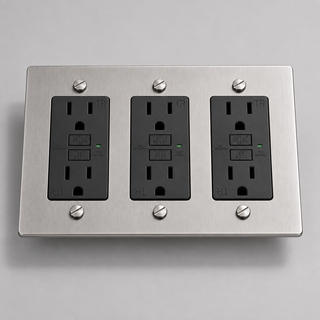 Aure Maison Brushed Nickel · 3-Gang · GFCI – Black — configuration render