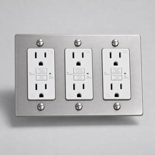 Duplex Outlet — Brushed Nickel · 3-Gang · GFCI – White — configuration render