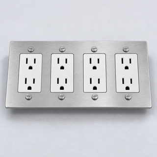Aure Maison Brushed Nickel · 4-Gang · Duplex – White — configuration render