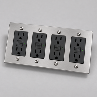 Aure Maison Brushed Nickel · 4-Gang · GFCI – Black — configuration render