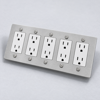Aure Maison Brushed Nickel · 5-Gang · Duplex – White — configuration render