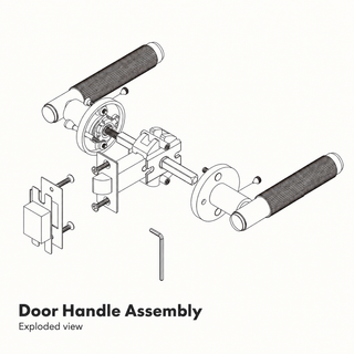 Door handle assembly schematic, exploded view