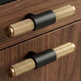 Aure Dalton T-Bar Knob – Matte Black / Brass