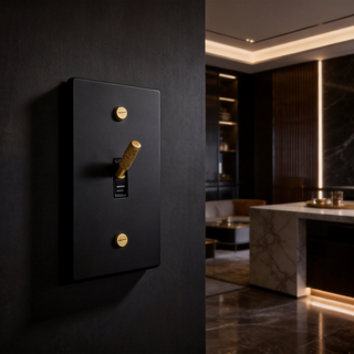 Matte Black & Brass Toggle Switch - 1G