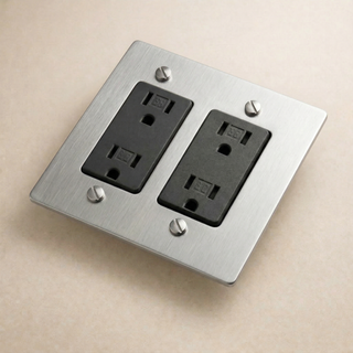 Matte Black & Brass Duplex Outlet - 1G