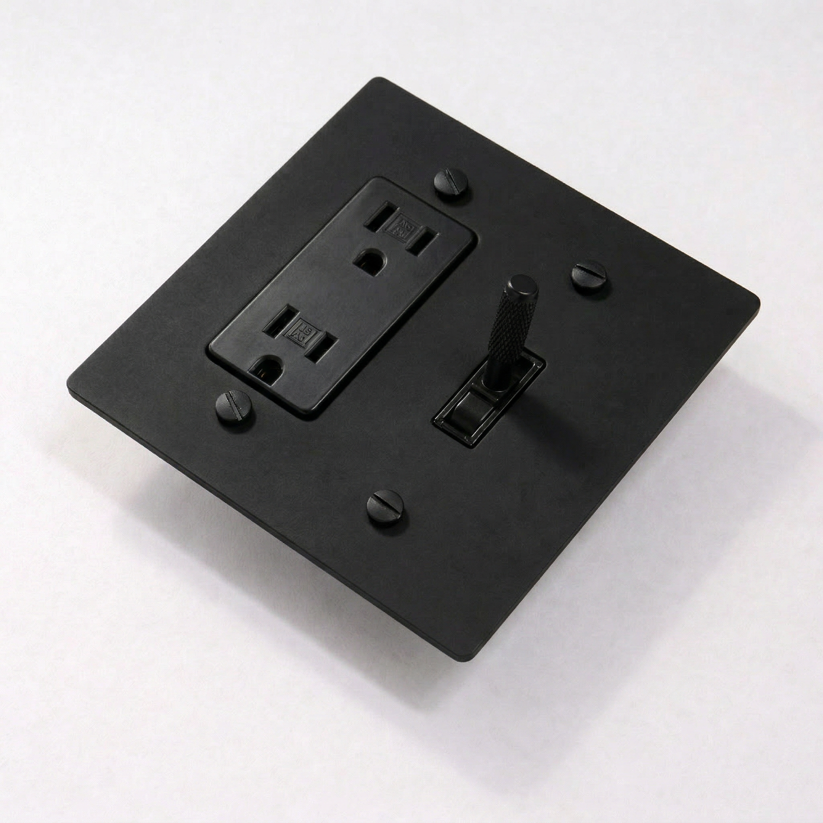 Matte Black Toggle Switch + Outlet 2G