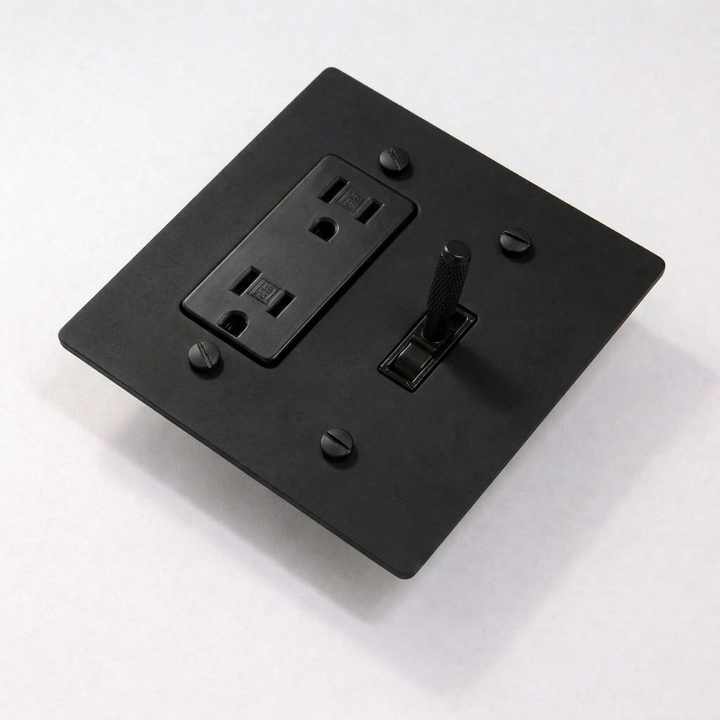 Matte Black Toggle Switch + Outlet 2G