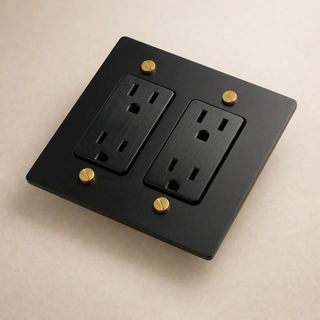 Matte Black & Brass Duplex Outlet - 1G