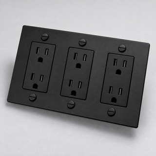 Aure Maison Matte Black · 3-Gang · Duplex – Black — configuration render