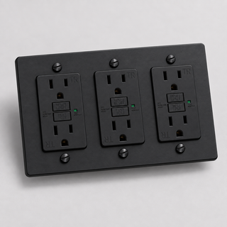 Aure Maison Matte Black · 3-Gang · GFCI – Black — configuration render