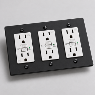 Duplex Outlet — Matte Black · 3-Gang · GFCI – White — configuration render