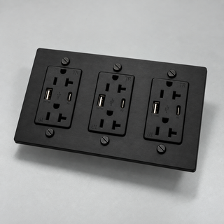 Aure Maison Matte Black · 3-Gang · USB-C/A – Black — configuration render