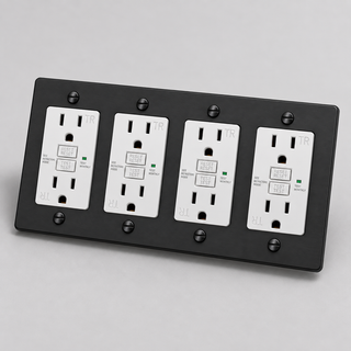 Duplex Outlet — Matte Black · 4-Gang · GFCI – White — configuration render