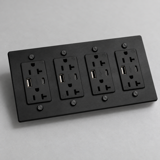 Aure Maison Matte Black · 4-Gang · USB-C/A – Black — configuration render