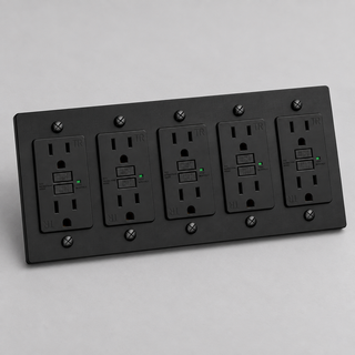 Aure Maison Matte Black · 5-Gang · GFCI – Black — configuration render