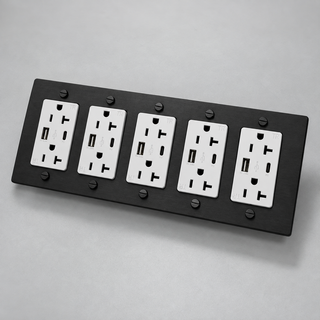 Duplex Outlet — Matte Black · 5-Gang · USB-C/A – White — configuration render