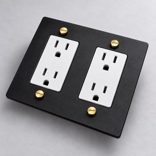 Duplex Outlet — Matte Black & Brass · 2-Gang · Duplex – White — configuration render