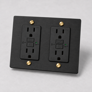 Aure Maison Matte Black & Brass · 2-Gang · GFCI – Black — configuration render