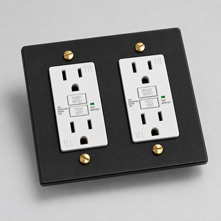 Duplex Outlet — Matte Black & Brass · 2-Gang · GFCI – White — configuration render