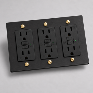 Aure Maison Matte Black & Brass · 3-Gang · GFCI – Black — configuration render