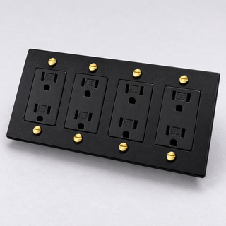 Aure Maison Matte Black & Brass · 4-Gang · Duplex – Black — configuration render