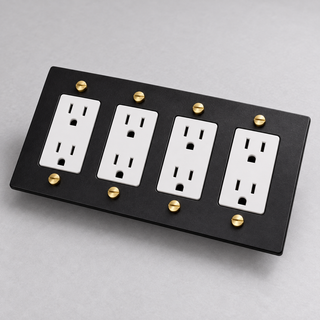Duplex Outlet — Matte Black & Brass · 4-Gang · Duplex – White — configuration render