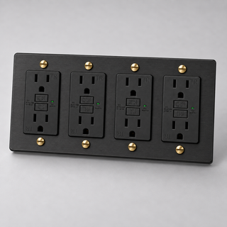 Aure Maison Matte Black & Brass · 4-Gang · GFCI – Black — configuration render