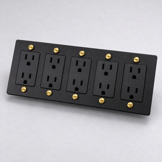 Aure Maison Matte Black & Brass · 5-Gang · Duplex – Black — configuration render